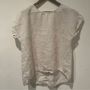 Terzo Millennio Italian Linen High Low Tunic Oversized Short Sleeve Top